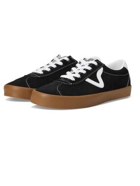 Men's vans Black Suede Low-Top Sneakers with Gum Sole Size 9